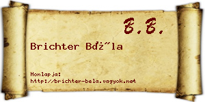 Brichter Béla névjegykártya